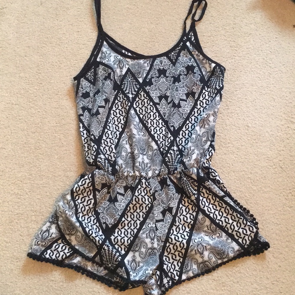 Black and White Patterned Romper